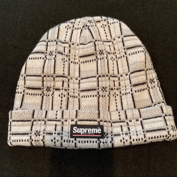 supreme plaid beanie
